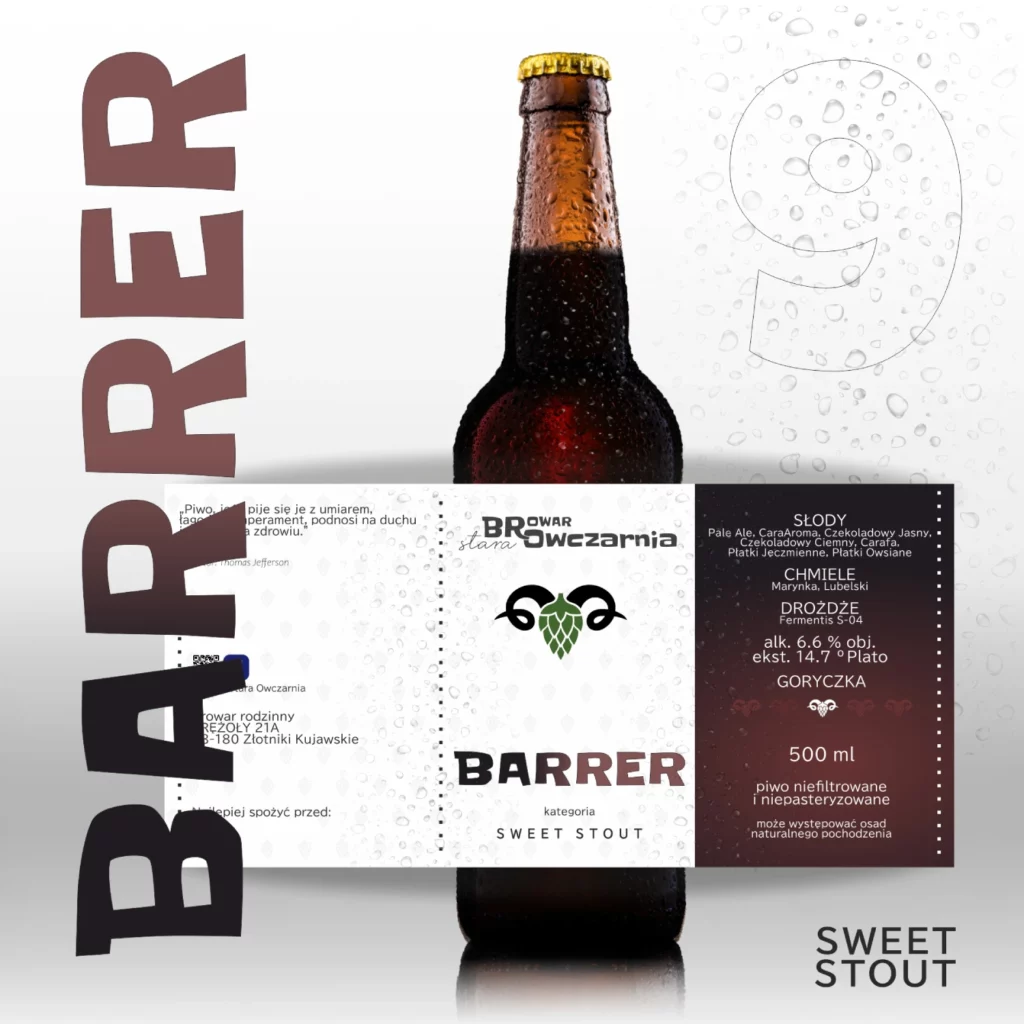 Rzemieślnicze piwo typu SWEET STOUT - Barrer
